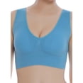 thumbnail image 1 of Womens Plus Size Sports Bra Full Figure Camisole Wirefree Sports Bras,Seamless Comfortable Padded U Back Workout Bralettes,Mid supportive Yoga Bra No-Bounce Workout Running Jogging Pullover Bra,Blue, 1 of 4