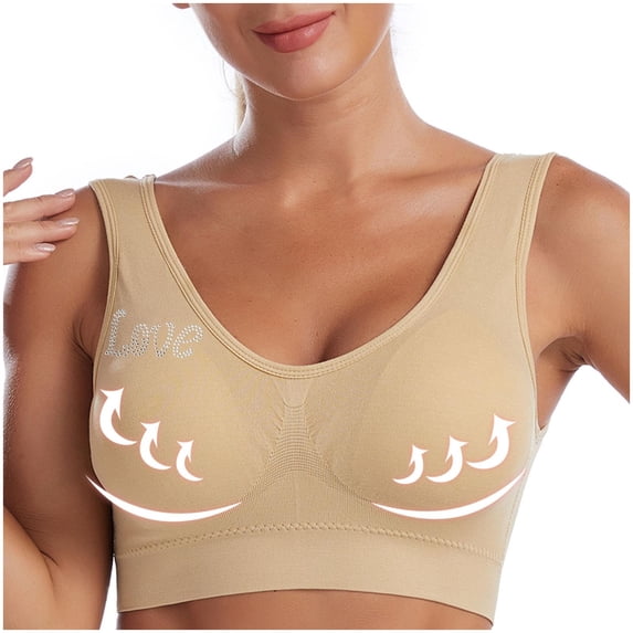 Womens Plus Size Sports Bras S-4X Wireless Push Up Tshirts Bralettes Lightweight Pullover Padded Support Athletic Workout Underwear Bra
