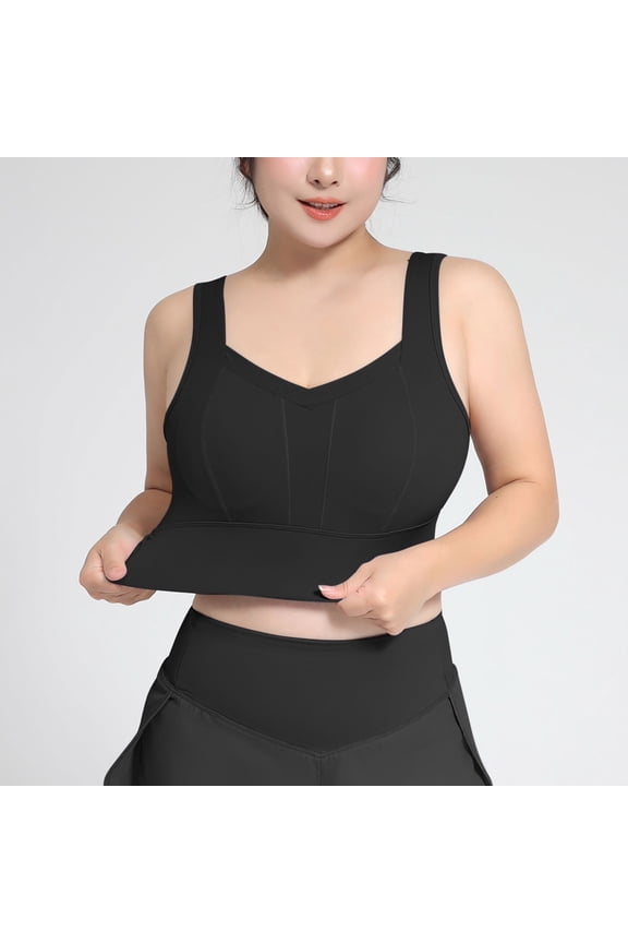 Womens Plus Size Sports Bras S-5X Wireless High-Impact Push Up Underwear Comfort Stretchy Support Workout Running Yoga Longline Bralettes Clearance