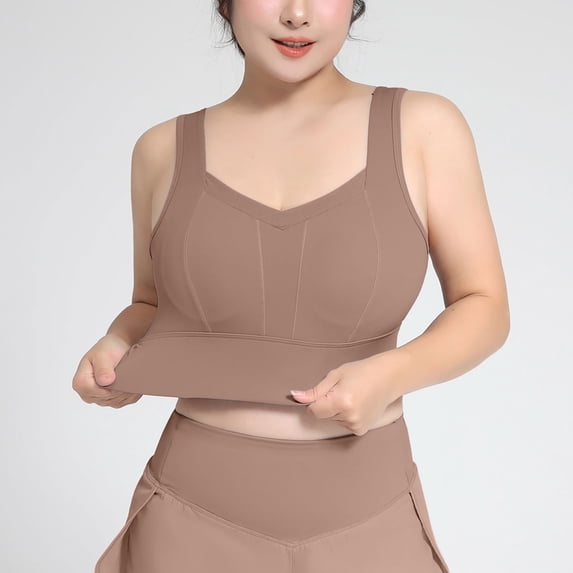 Womens Plus Size Sports Bras S-5X Wireless High-Impact Push Up Underwear Comfort Stretchy Support Workout Running Yoga Longline Bralettes