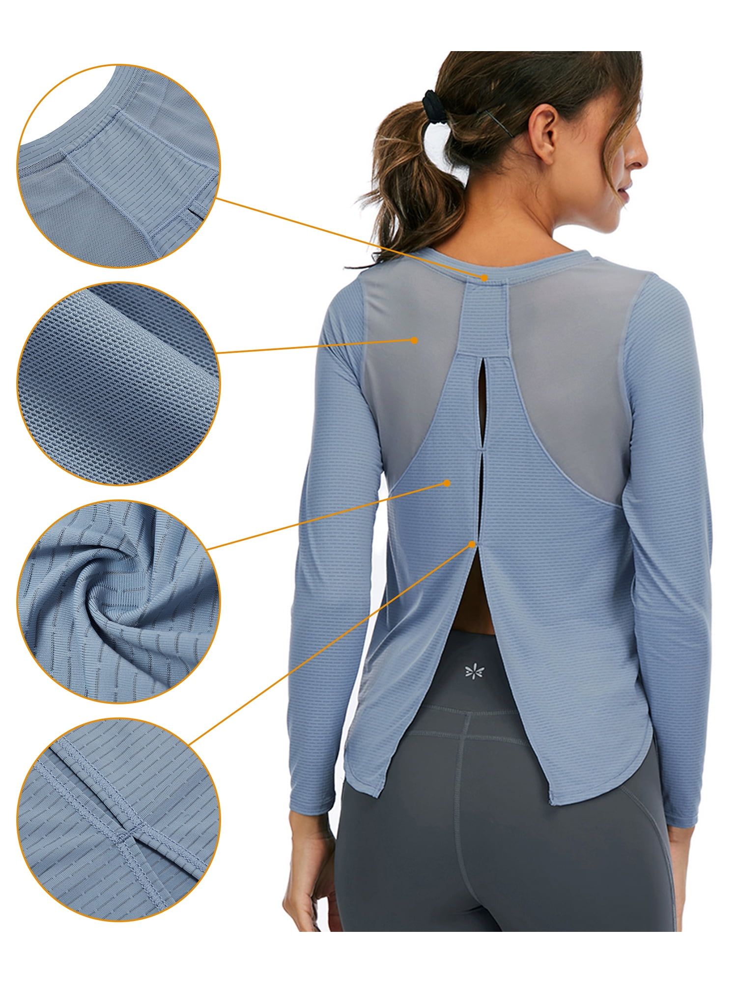 Womens Plus Size Sports Shirt Round Neck Long Sleeve Patchwork Loose T