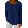 thumbnail image 1 of Womens Plus Size Spring Clothes, Fall Sweaters for Women Fashion Loose Fit Knitted Ribbed Crewneck Long Sleeve Pullover with Bows, 1 of 4