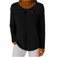 thumbnail image 1 of Womens Plus Size Spring Clothes, Fall Sweaters for Women Fashion Loose Fit Knitted Ribbed Crewneck Long Sleeve Pullover with Bows, 1 of 5