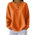 thumbnail image 1 of Womens Plus Size Spring Clothes, Long Sleeve Pullover for Women Fall Fashion Solid Color Waffle Button Up Crewneck Sweaters, 1 of 5