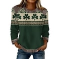thumbnail image 1 of Womens Plus Size St Patricks Day Sweatshirts Long Sleeve Crew Neck Green Printed Patchwork Causal Loose Tops (3XL, Green R), 1 of 4