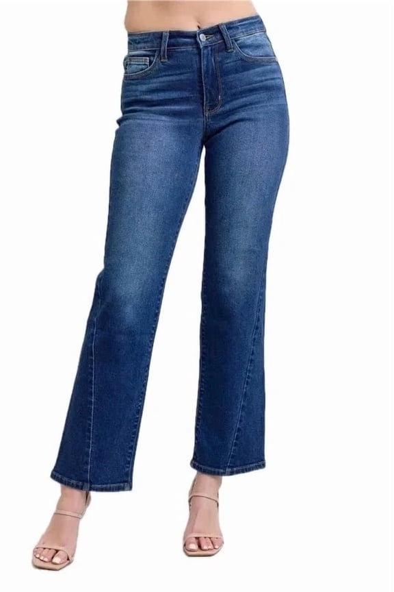 Womens Plus Size Straight Jeans With Unique Side Seam Detail And Pockets For Modern Fit Durable Everyday Denim