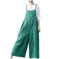 thumbnail image 1 of Womens Plus Size Strap Overalls Cotton Linen Spaghetti Straps Bodysuit Baggy Wide Leg Casual Rompers, 1 of 4