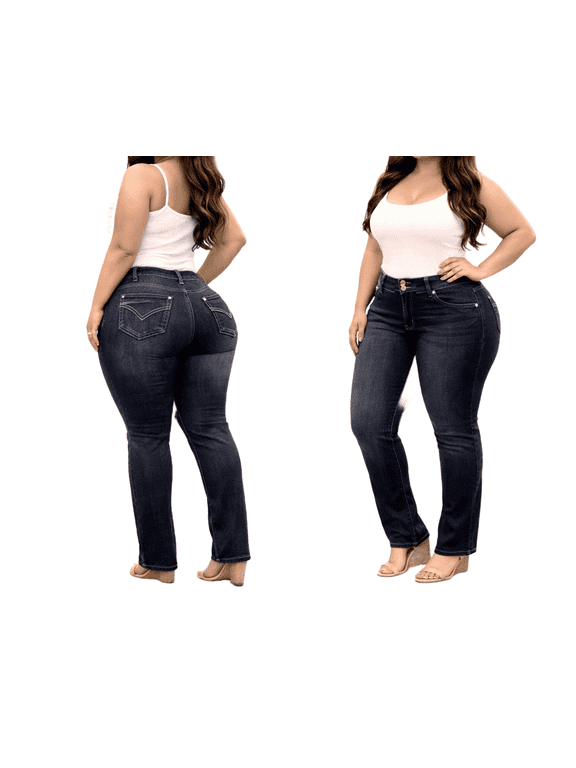 Womens Plus Size Stretch High Waist Denim Jeans Skinny Pants