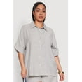 thumbnail image 1 of Womens Plus Size Striped Button Front Shirt, 1 of 5