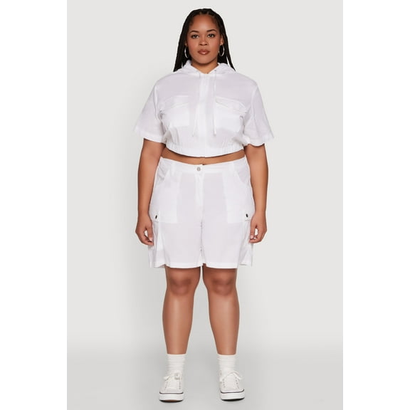 Womens Plus Size Stylish High Waisted Cargo Shorts