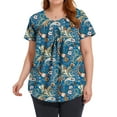 thumbnail image 1 of Womens Plus Size Summer Floral Tunic Tops Dressy Casual Blouses Short Sleeve T-Shirts for Leggings, 1 of 7