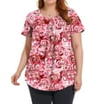 thumbnail image 1 of Womens Plus Size Summer Floral Tunic Tops Dressy Casual Blouses Short Sleeve T-Shirts for Leggings, 1 of 7