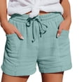 thumbnail image 1 of Womens Plus Size Summer Shorts Casual Solid Elastic High Waist Drawstring Comfy Lounge Shorts with Pockets (XL, Green), 1 of 7