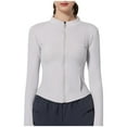 thumbnail image 1 of Womens Plus Size Summer Sun Jacket Ice Skin Coat Workout Jacket Yoga Tight Fit Zip Up Grey L, 1 of 6