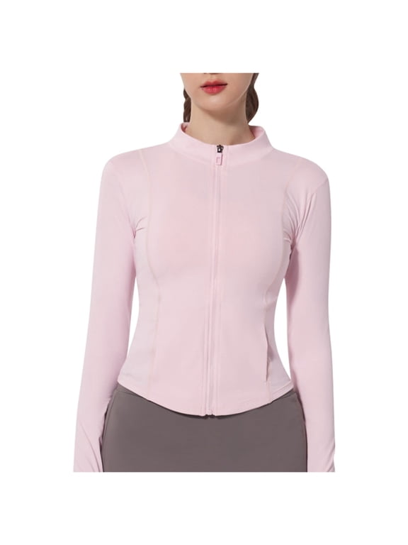 Womens Plus Size Summer Sun Jacket Ice Skin Coat Workout Jacket Yoga Tight Fit Zip Up Pink M