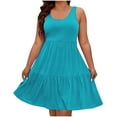 thumbnail image 1 of Womens Plus Size Summer Sundress Sleeveless Tiered Tank Dresses Casual High Waist Dress Curvy Women Outfits Sky Blue, 3XL, 1 of 7