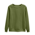 thumbnail image 1 of Womens Plus Size Sweatshirt Round Neck Long Sleeve Velvet Sweatshirt Fall Fashion Solid Color Pullover Tops Army Green XXL, 1 of 1
