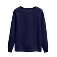thumbnail image 1 of Womens Plus Size Sweatshirt Round Neck Long Sleeve Velvet Sweatshirt Fall Fashion Solid Color Pullover Tops Navy XL, 1 of 1