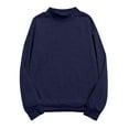 thumbnail image 1 of Womens Plus Size Sweatshirt Round Neck Long Sleeve Velvet Sweatshirt Fall Fashion Solid Color Pullover Tops Navy XXL, 1 of 1