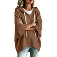 thumbnail image 1 of Women Plus Size Sweatshirts Fall Winter Fashion Casual Oversized Pullover Hooded Drawstring Long Sleeve Tops (L, Coffee), 1 of 5