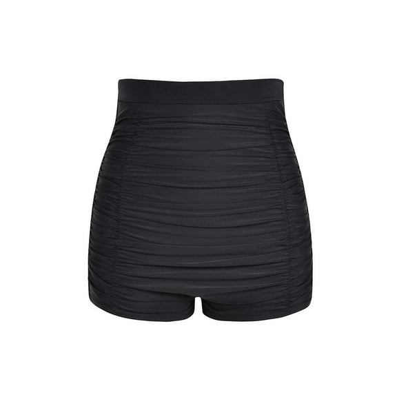 Womens Plus Size Swim Short Bottoms- Ruched High Waisted Bikini Bottom Swim Briefs