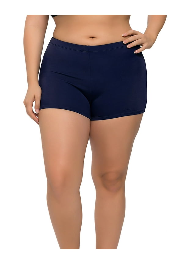 Womens Plus Size Swim Shorts High Waisted Swimsuit Shorts Boyleg Swim Bottoms
