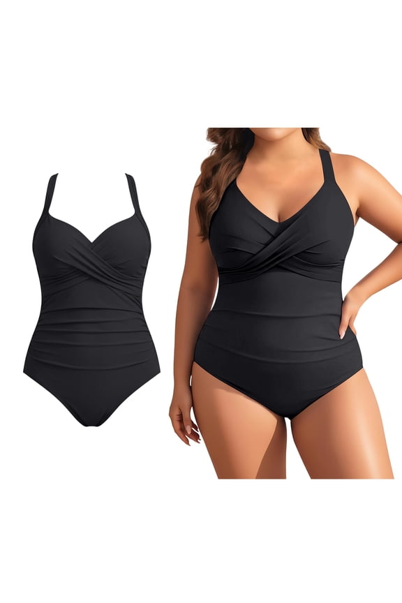 Womens Plus Size Swimsuit - Adjustable Strap Full Coverage Swimwear Plus Size Bathing Suit for Women