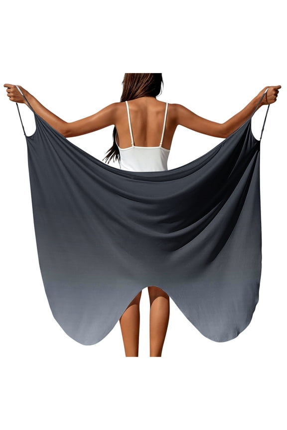 Womens Plus Size Swimsuit Cover Ups Beach Spaghetti Strap Sarongs Gradient Tie Wrap Dresses