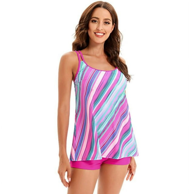 Womens Plus Size Swimsuits Bathing Suits Two Piece Tankini Tummy ...