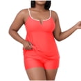 thumbnail image 1 of Womens Plus Size Swimwear Tankini Top with Tummy Control & Built-In Bra - Orange Ruched Swim Top XL-5XL, Quick-Dry,Size XL, 1 of 7