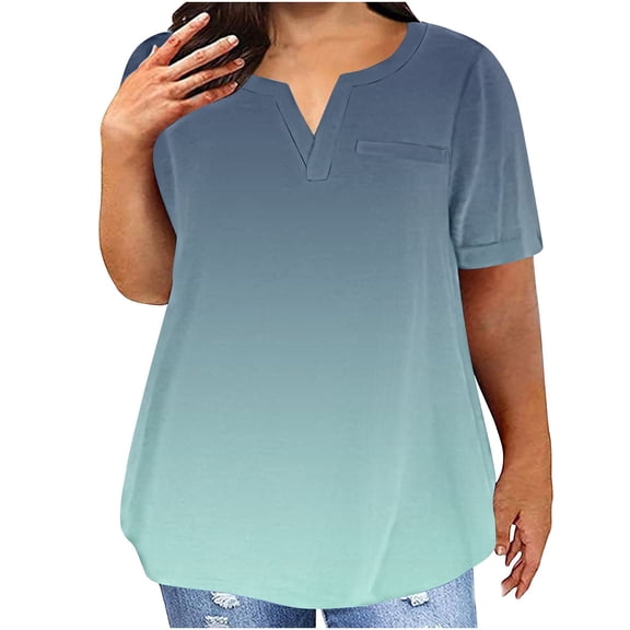 Womens Plus Size T-Shirts Cotton Short Sleeve V Neck Tops Loose Summer T Shirts for Women Graphic Tshirts (Green 3XL)