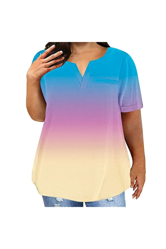 Womens Plus Size T-Shirts Cotton Short Sleeve V Neck Tops Loose Summer T Shirts for Women Graphic Tshirts (Khaki L)