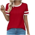 thumbnail image 1 of Diufon Womens Plus Size T-Shirts Summer Casual Loose Color Block Short Sleeve Crewneck Tops Trendy Pleated Tees, 1 of 5