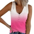 thumbnail image 1 of Womens Plus Size Tank Top Gradient Color Knit Tanks Button V-Neck Summer Casual Ribbed Sleeveless Tee, 1 of 5