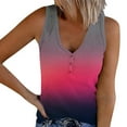 thumbnail image 1 of Womens Plus Size Tank Top Gradient Color Knit Tanks Button V-Neck Summer Casual Ribbed Sleeveless Tee, 1 of 5