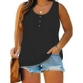 thumbnail image 1 of Womens Plus Size Tank Tops Solid Color Summer Sleeveless Henley T-Shirts Tops Casual Button Down Tunics Shirts, 1 of 5