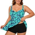 thumbnail image 1 of Womens Plus Size Tankini Swim Tops Summer Tropical Floral Printed Swimwear with Supportive Underwire and Adjustable Straps, 1 of 4