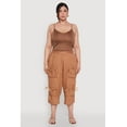 thumbnail image 1 of Womens Plus Size Tie Cargo Pocket Capri Pants, 1 of 5