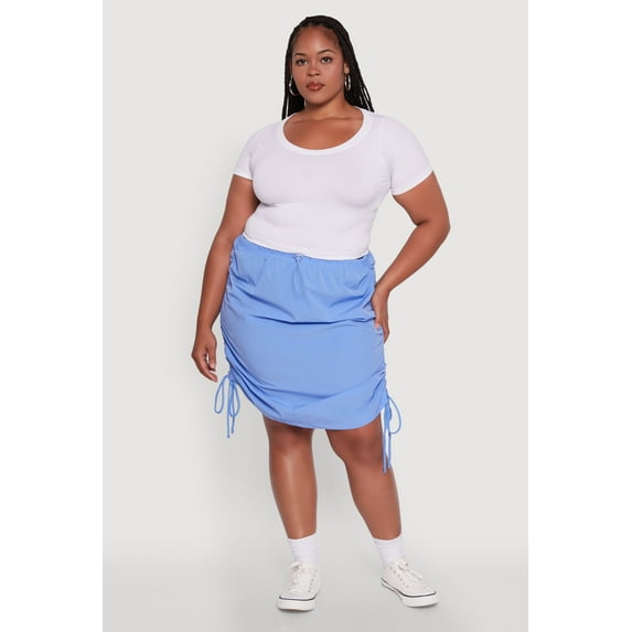 Womens Plus Size Toggle Drawstring Waist Midi Skirt
