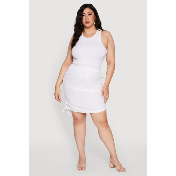 Womens Plus Size Toggle Drawstring Waist Midi Skirt