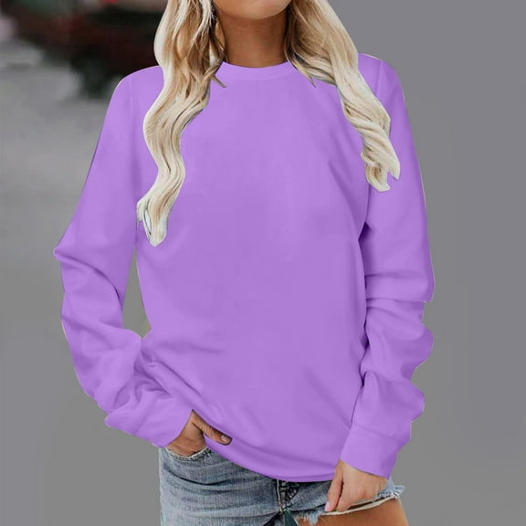 Womens Plus Size Tops 2023 Fashion Long Sleeves Casual Shirts Printing Round Neck Sweatshirt Pullover Loose Tunic Tops Up to 65% off
