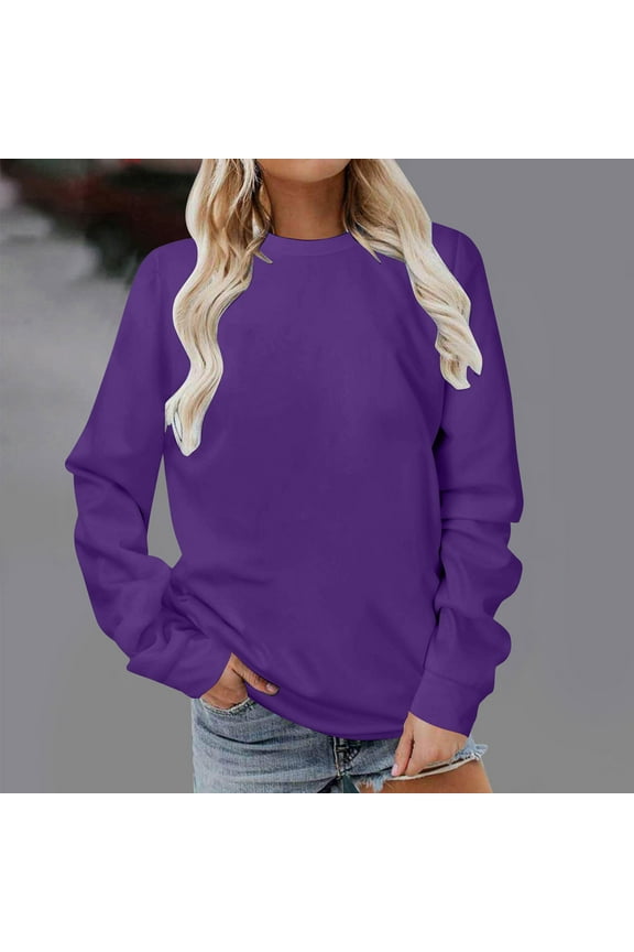 Womens Plus Size Tops 2023 Fashion Long Sleeves Casual Shirts Printing Round Neck Sweatshirt Pullover Loose Tunic Tops Up to 65% off