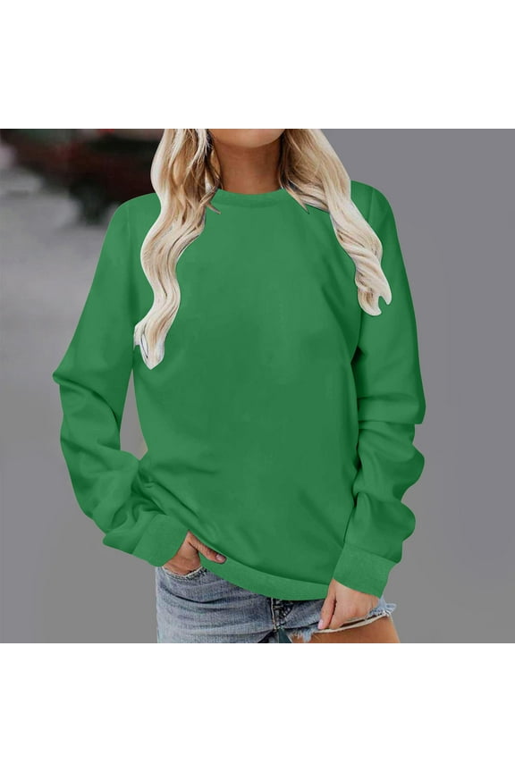 Womens Plus Size Tops 2023 Fashion Long Sleeves Casual Shirts Printing Round Neck Sweatshirt Pullover Loose Tunic Tops Up to 65% off