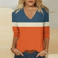 thumbnail image 1 of Womens Plus Size Tops 3/4 Length Sleeve Fall Fashion Trendy Casual Going Out Tops Cold Shoulder V Neck Gradient Plaid Graphic Shirts Casual Elegant Fall Blouse, 1 of 7