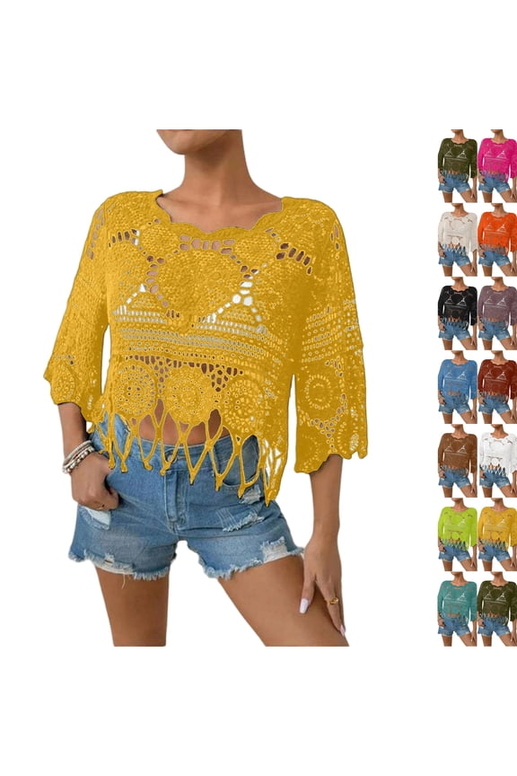 Womens Plus Size Tops 3/4 Sleeve Shirts Summer Cut Out Ring Keyhole Neck Dressy Casual Loose Tunic Tops,Army Green,3XL
