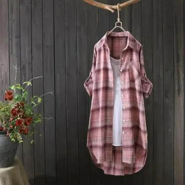Womens Plus Size Tops Button Shirts Long Sleeve V Neck Blouse Casual Loose Work Tunic