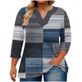 thumbnail image 1 of Womens Plus Size Tops Casual 3/4 Sleeve ‘s Oversized Gradient Large V-Neck Three Quarter Sleeve Blouse Fashionable Loose And Casual Tops (Size:L-5XL), 1 of 5