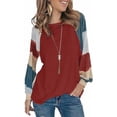 thumbnail image 1 of Womens Plus Size Tops Casual Long Sleeve Crew Neck Striped Loose Fit Tunic Tops, 1 of 6