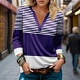 thumbnail image 1 of Womens Plus Size Tops Printed 3/4 Sleeves V-Neck Casual Tops Purple M, 1 of 5