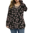 thumbnail image 1 of Mengpipi Womens Plus Size Tops Criss Cross V Neck Long Sleeve Fall Casual Shirt 1X-5X, 1 of 6